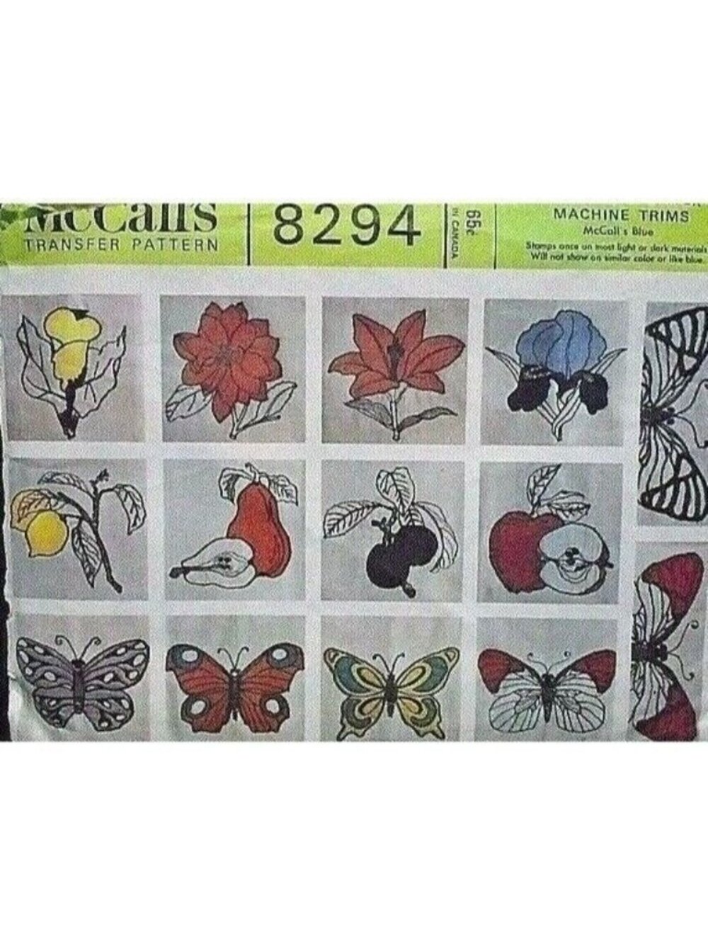 VTG Sewing Pattern McCalls 8294 Craft Pattern 12 Stamp-n-Stitch Machine Trim UC